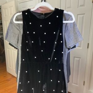 Velvet dress with pearls, black, M